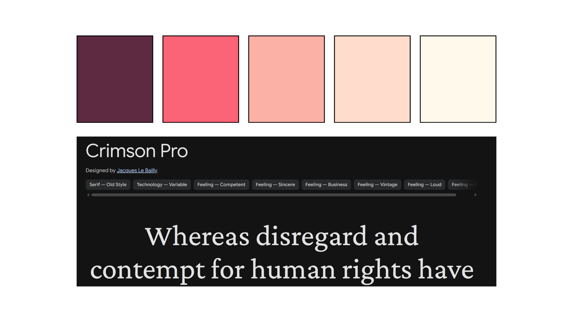 Font and color palette